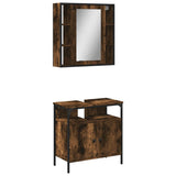 2 Piece Bathroom Furniture Set Smoked Oak Engineered Wood 3214717