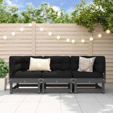 3 Piece Garden Lounge Set Grey Solid Wood Pine 825417