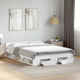 ZNTS Bed Frame with Drawers without Mattress White 140x190 cm 3280762