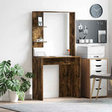 Desk with Shelf Smoked Oak 78.5 x 37 x 154.5 cm Engineered Wood 869342