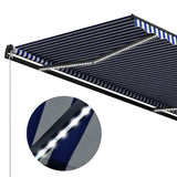 Manual Retractable Awning with LED 350x250 cm Blue and White 3051268