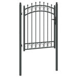 Fence Gate with Spikes Grey 150 x 100 cm Powder-coated steel 42008989