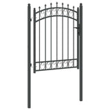Fence Gate with Spikes Grey 150 x 100 cm Powder-coated steel 42008989