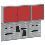 Tool Cabinet Set with Shelf 5 pcs Red Powder-Coated Steel 3321401
