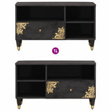 TV Cabinet with Drawer Black 80 x 33 x 46 cm Solid Mango Wood 4018825