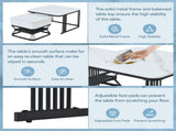 Nesting Coffee Table Set of 2, Marble Effect Square Side Tables with Drawer & Storage Shelf, Black N605P460817W