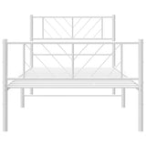 Metal Bed Frame without Mattress with Footboard White 100x200cm 372241