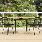 3 Piece Garden Dining Set Black Poly Rattan 3157880