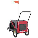 Pet Bike Trailer Red and Grey Oxford Fabric and Iron 93901