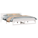 Bed Frame with Headboard White 200 x 200 cm Solid Pine Wood 873260