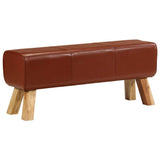 Gym Bok Bench Brown 110 cm Real Leather and Solid Wood Mango 351102