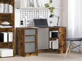 Desk with Drawer Smoked Oak 100 x 40 x 75 cm Engineered Wood 8000456