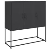 Highboard Black Steel Medium Highboard Rectangular Industrial 846536