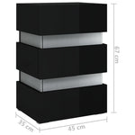 ZNTS LED Bedside Cabinet High Gloss Black 45x35x67 cm Engineered Wood 326847