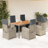7 Piece Garden Dining Set with Cushions Grey Poly Rattan 3212484