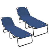 Folding Sun Lounger 2 pcs Blue 188 x 57 x 86.5 cm Polyester 42003146