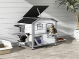 2-Story Indoor or Outdoor Cat House W/ Escape Door, Cat Shelter, White T3398P552658