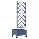 Garden Planter with Trellis&Wheels Grey 40 x 40 x 131.5 cm PP 3422936