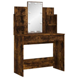 Dressing Table with LED Lights Smoked Oak 96x40x142 cm 837897