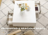 Coffee Table, Modern Tea Table with Open Storage Shelves, Two Drawers and Solid Wood Legs, Coffee T3398P342433