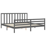 Bed Frame without Mattress Grey 200x200 cm Solid Wood Pine 3193813