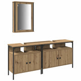 Bathroom Vanity Units with Shelf 3 pcs Brown Engineered wood 3334392