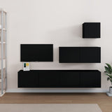 4 Piece TV Cabinet Set Black Engineered Wood 3114647