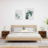 Wall-mounted Bedside Cabinets with LED Lights 2 pcs Smoked Oak 836821