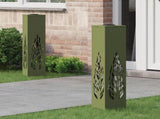 Solar LED Pathway Light 2 pcs Olive Green Cold Rolled Steel 879803