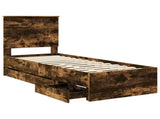 Bed Frame with Drawer Smoked Oak 75 x 190 cm Engineer Wood 3411170