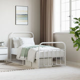 Bed Frame White Powder-Coated Steel Single Bed Frame 352638