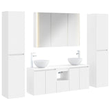 Bathroom Furniture Set 6 pcs White Engineered Wood and Glass 3407215