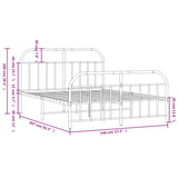 Bed Frame Black Powder-Coated Steel Double Bed Frame 353654