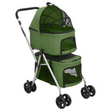 2-Layers Folding Dog Stroller Green 83x48x97 cm Oxford Fabric 172207