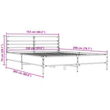 Bed Frame without Mattress Smoked Oak 150x200 cm King Size 3280049