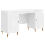 Desk with Shelf Gloss White 142.5 x 50 x 75 cm Engineered Wood 3414580