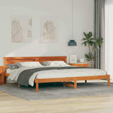 Bed Frame with Headboard Wax Brown 200 x 200 cm Solid Pine Wood 3385747