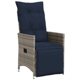 3 Piece Bistro Set with Cushions Grey Poly Rattan 365677