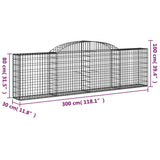 Arched Gabion Baskets 9 pcs 300x30x80/100 cm Galvanised Iron 3146510