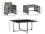 9PC Rattan Garden Furniture Outdoor Patio Dining Table Set Weave Wicker 8 Seater Stool Mixed Grey T3398P314645