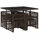 9 Piece Garden Dining Set with Cushions Brown Poly Rattan 3210777