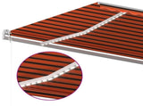 Manual Retractable Awning with LED 6x3 m Orange and Brown 3070005