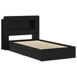 Bed Frame with Storage Black 75 x 190 cm Engineered Wood 3433611