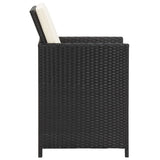 3 Piece Garden Dining Set with Cushions Black 3094301