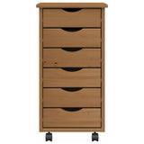 Rolling Cabinet with Drawers MOSS Honey Brown Solid Wood Pine 355888