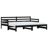 Daybed with Trundle without Mattress Black 80x200 cm Solid Wood 836152