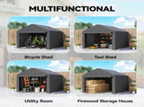 6.6 x 7.8ft Outdoor Garden Storage Shed, Waterproof Bike Tent with Roll-up Zipper Door, Galvanised T3398P553470
