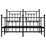 Bed Frame Black Steel Double Bed Frame Rectangular Industrial 353556