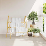 Double Towel Ladder with 4 Rungs 90x50x100 cm Bamboo 368036