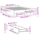 ZNTS Bed Frame with Drawers without Mattress White 150x200 cm King Size 3280377